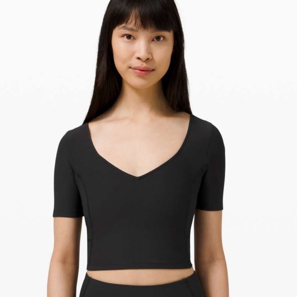 Lululemon Ribbed Contoured V-Neck Yoga Short Sleeve Shirt
